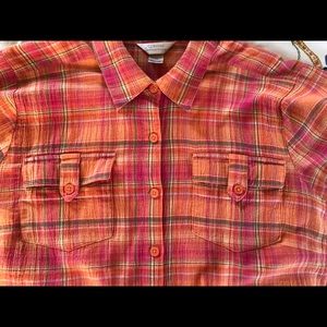 CJ Banks 1X two-piece set, blouse and tank. Melon